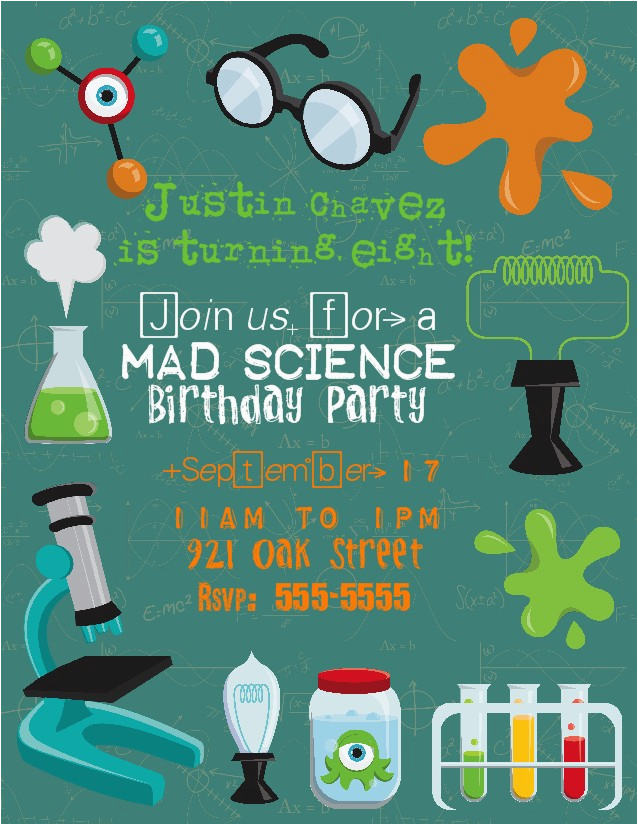 Mad Scientist Birthday Invitations Bear River Photo Greetings Mad Scientist Birthday Party