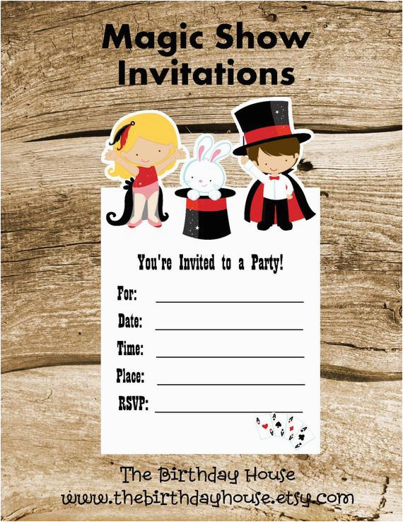 Magic Show Birthday Party Invitations Magic Show Party Set Of 8 Magic Show Invitations by the