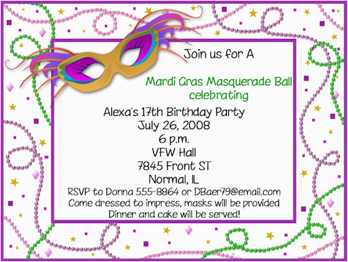 Mardi Gras Birthday Invitation Wording Mardi Gras Birthday Invitations Ideas Bagvania Free