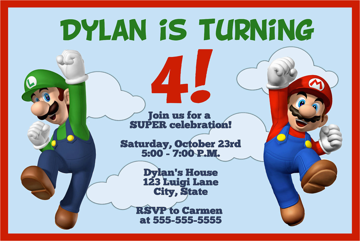 Mario and Luigi Birthday Invitations Super Mario Birthday Invitations Bagvania Free Printable