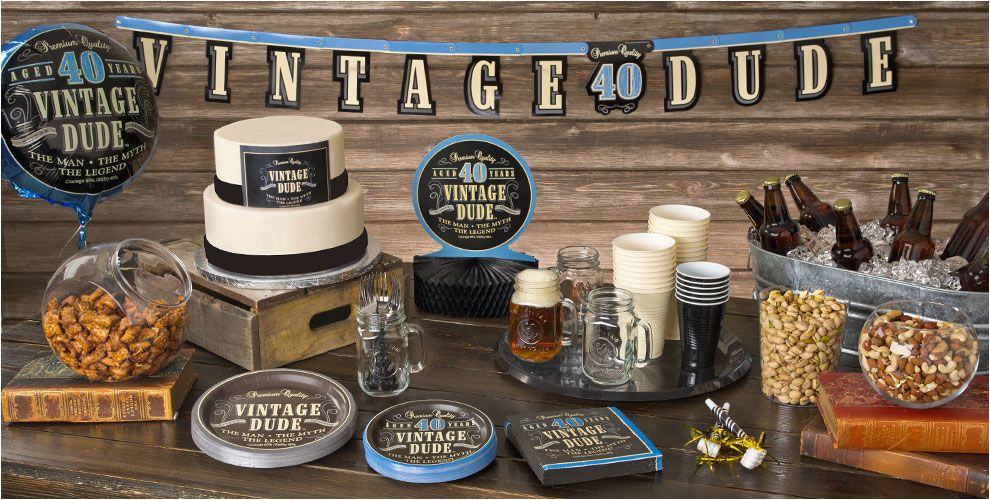 Mens 40th Birthday Decorations Vintage Dude 40th Birthday Party Supplies 40th Birthday
