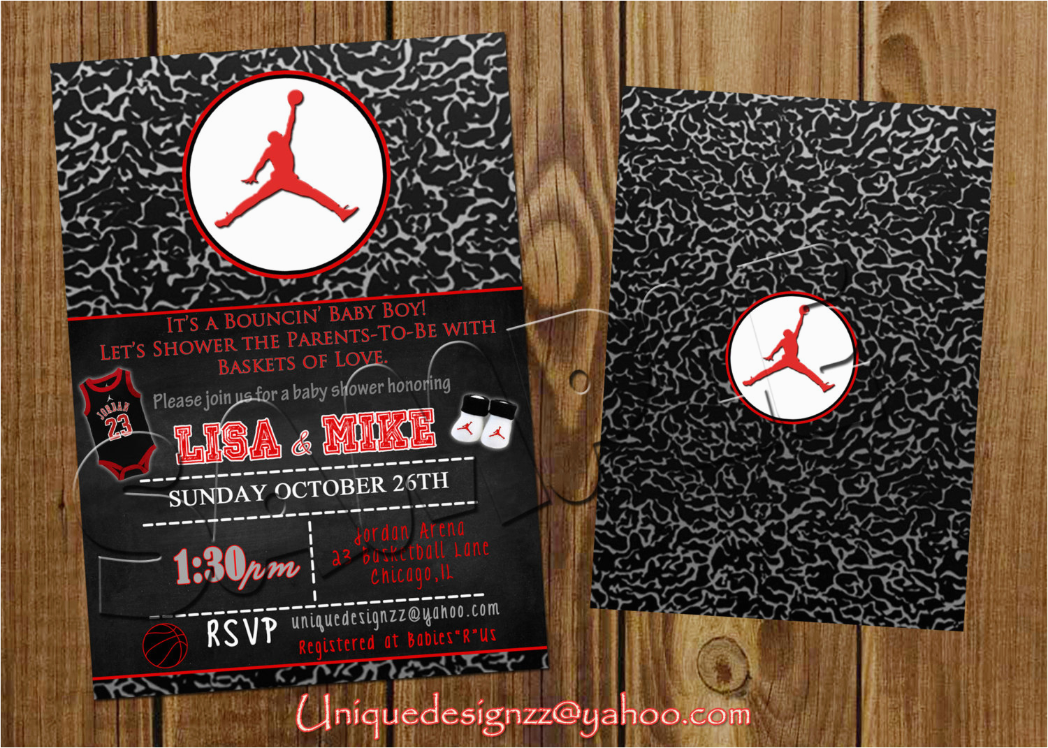 Michael Jordan Birthday Invitations Michael Jordan Baby Shower or Birthday by Uniquedesignzzz