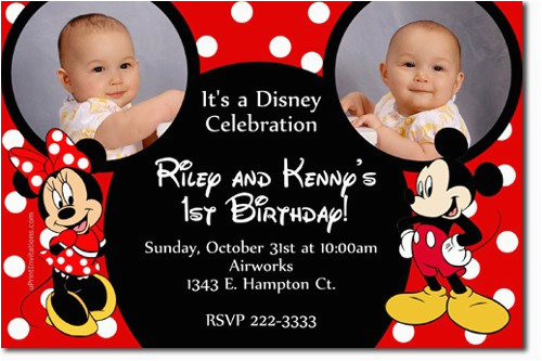 Mickey and Minnie Mouse Birthday Invitations for Twins Free Printable Mickey and Minnie Twin Birthday Invitations