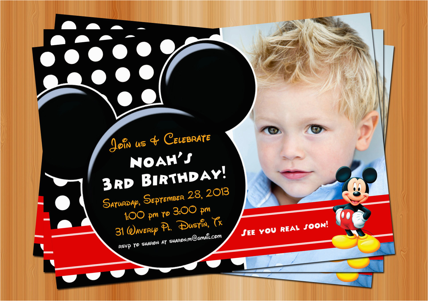 Mickey Mouse Birthday Invitations with Photo Free Printable Mickey Mouse Birthday Invitations with