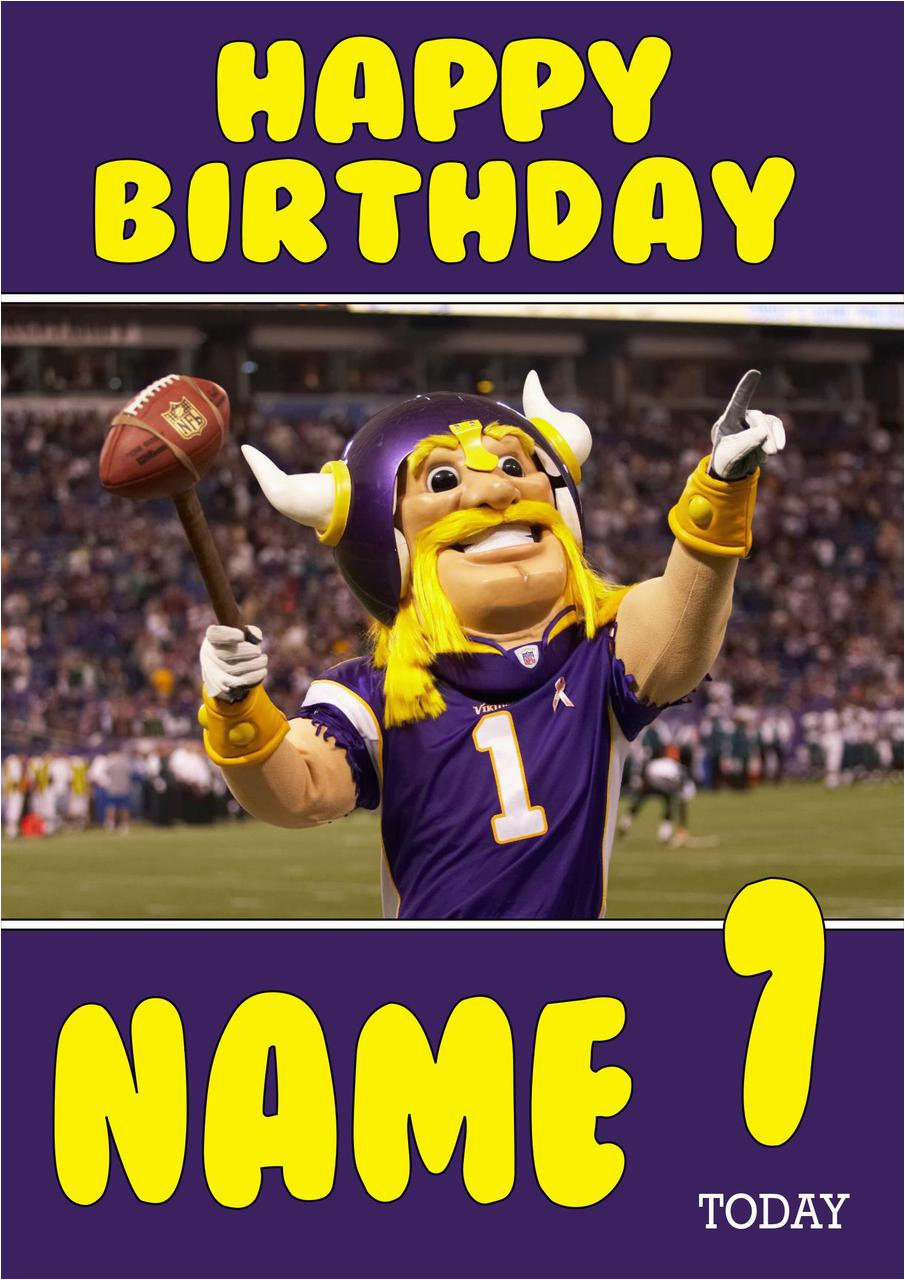 Minnesota Vikings Birthday Card Personalised Minnesota Vikings Birthday Card 3
