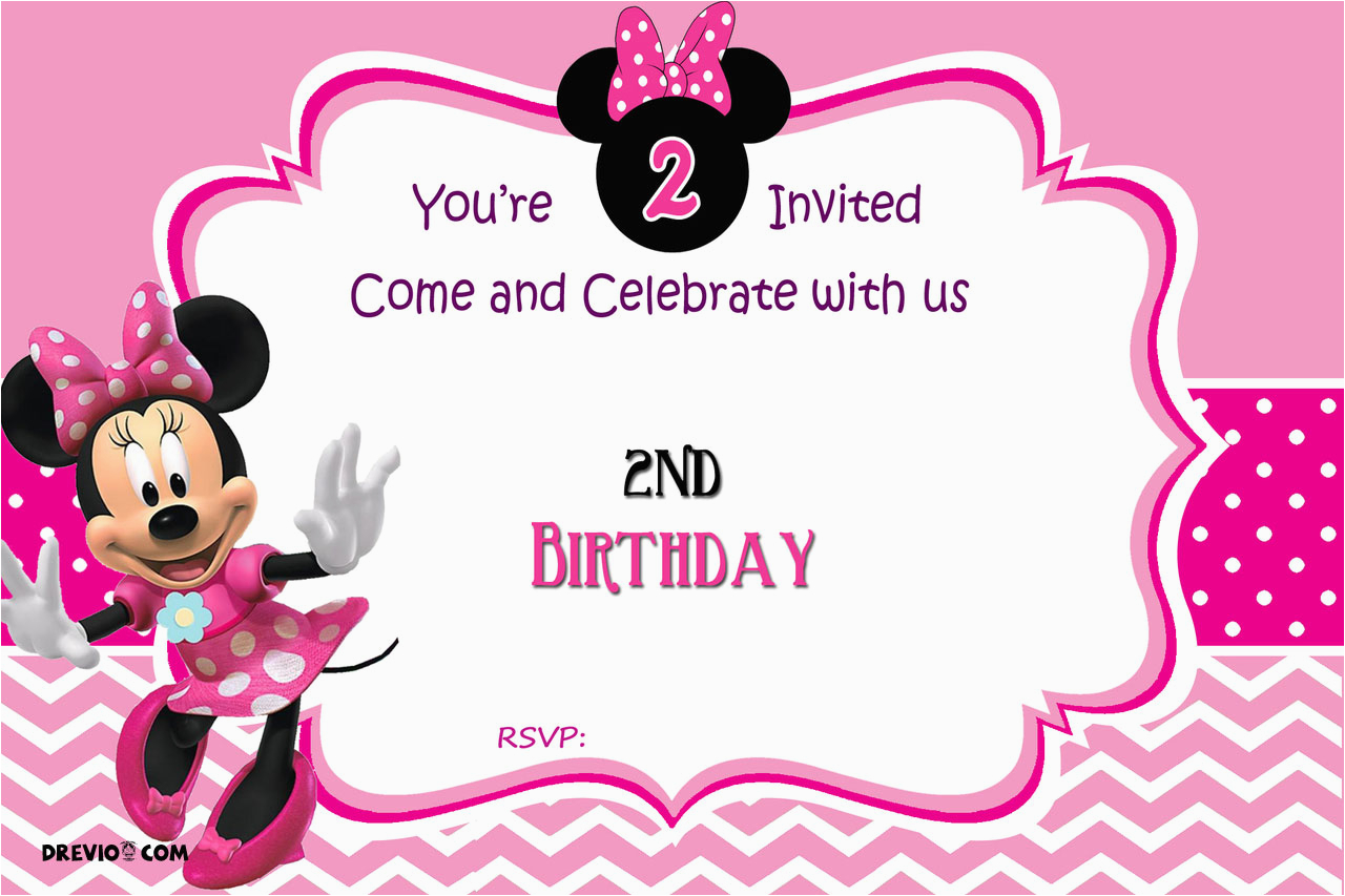 Minnie Invitations for Birthdays Free Minnie Mouse 2nd Birthday Invitation Template Free