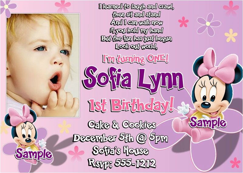 Minnie Mouse 1st Birthday Invitation Wording 1st Birthday Invitation Wording and Party Ideas Bagvania