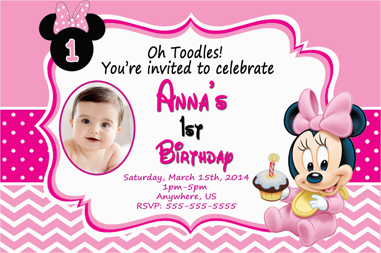 Minnie Mouse 1st Birthday Invitations Printable Baby Minnie Mouse 1st Birthday Invitations Dolanpedia