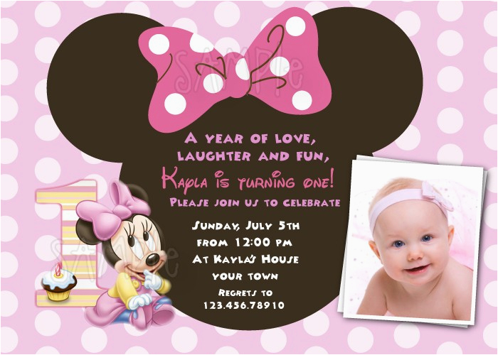 Minnie Mouse 1st Birthday Personalized Invitations Free Download Minnie Mouse 1st Birthday Invitations