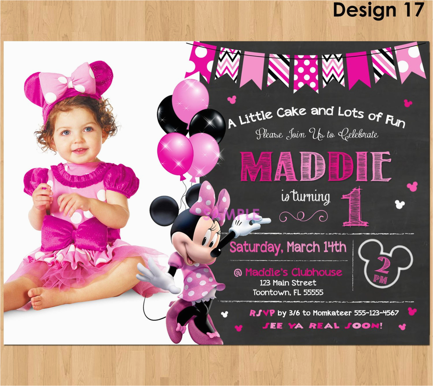 Minnie Mouse First Birthday Invites Minnie Mouse Invitation Minnie Mouse 1st Birthday First Bday