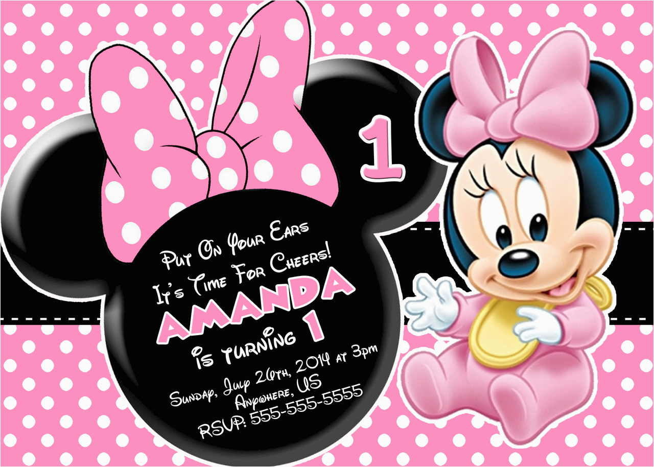 Minnie Mouse Invitations for 1st Birthday Minnie Mouse First Birthday Invitations Drevio