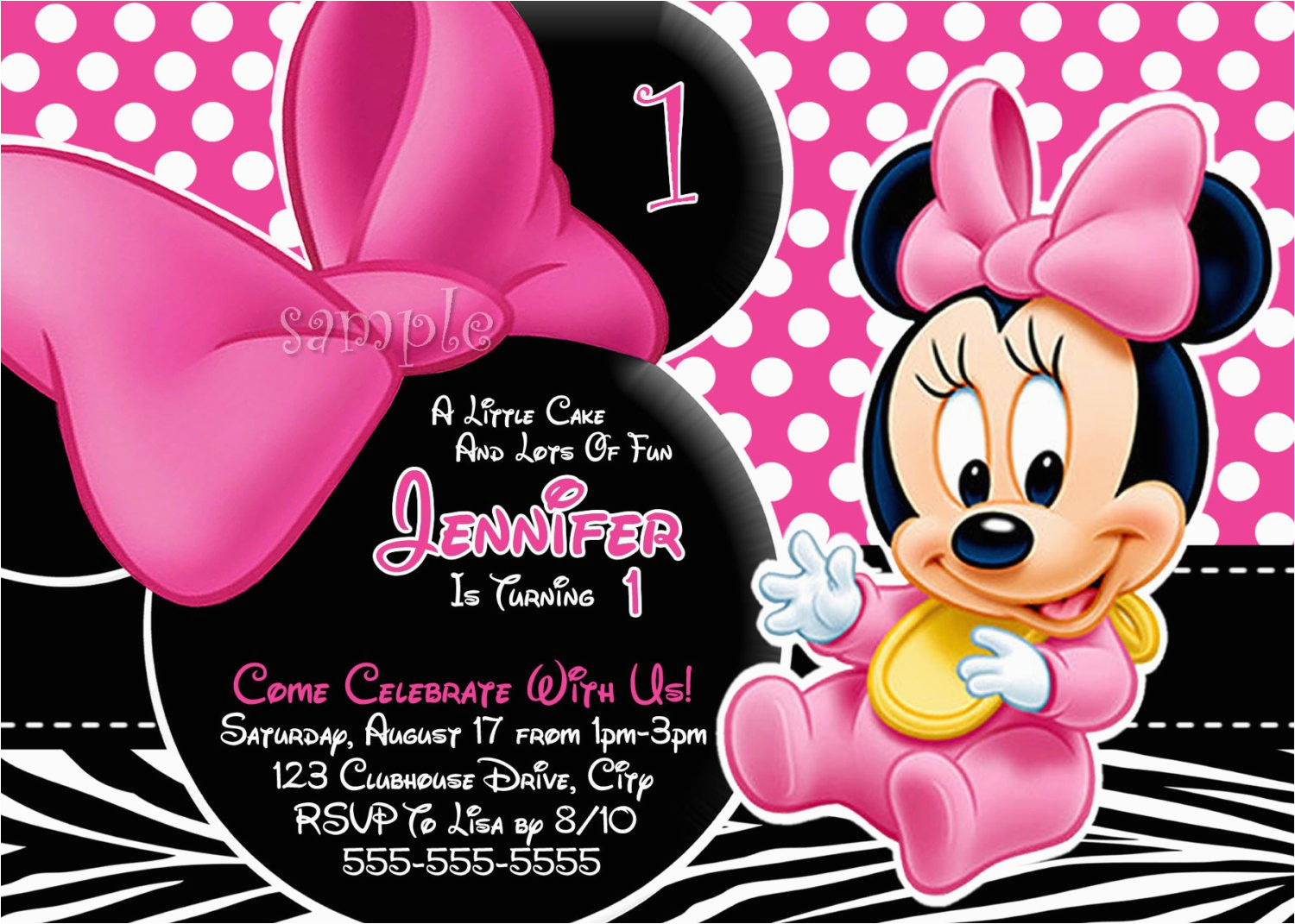 Minnie Mouse Invitations for 1st Birthday Personalized Minnie Mouse First Birthday Invitations Minnie Mouse Invitations for 1st Birthday Personalized Minnie Mouse First Birthday Invitations