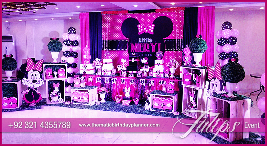 Minnie Mouse themed Birthday Party Decorations Minnie Mouse Vintage Birthday Tulips event Management