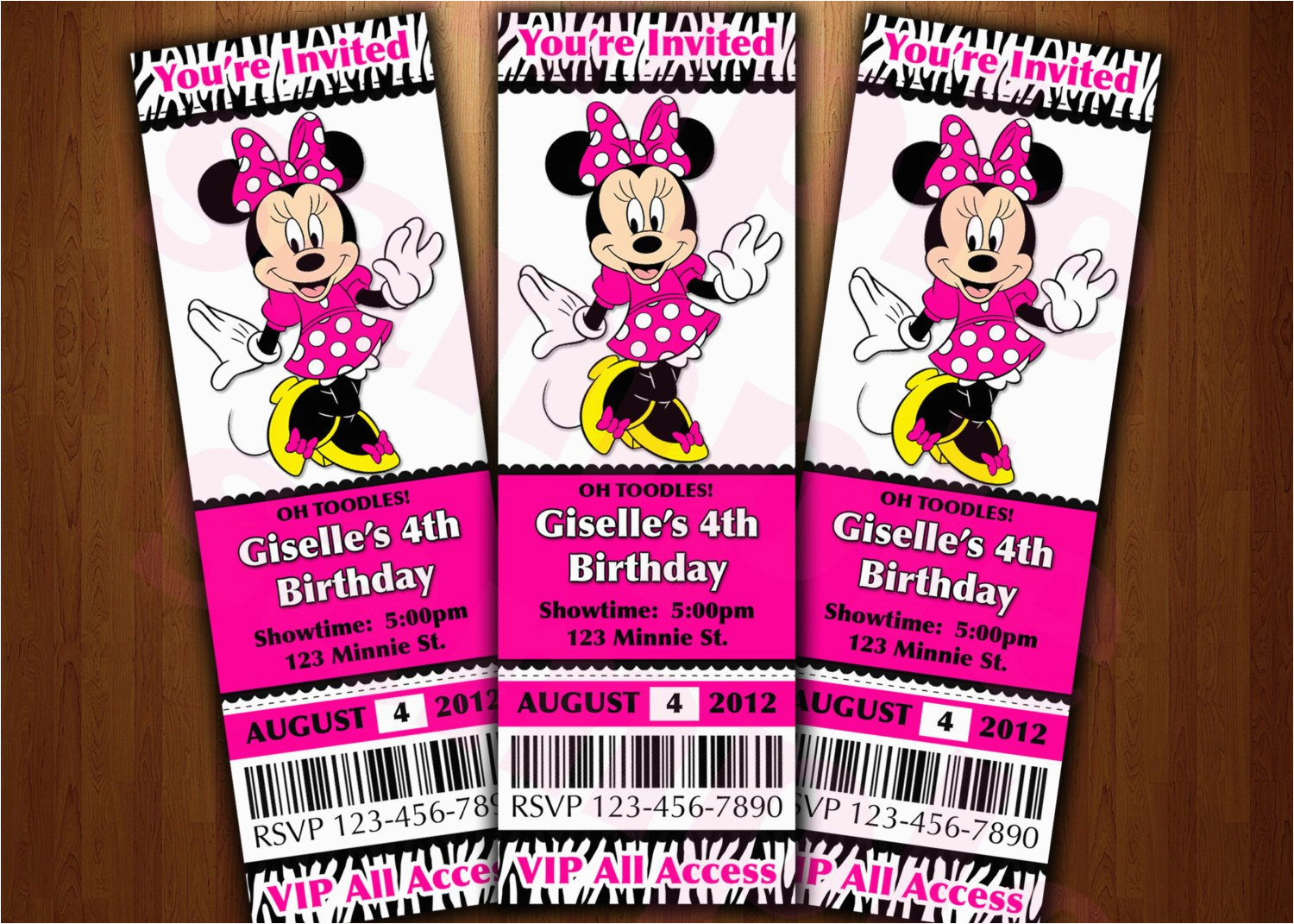 Minnie Mouse Ticket Birthday Invitations Minnie Mouse Ticket Invitation Printable Diy Invite Red or