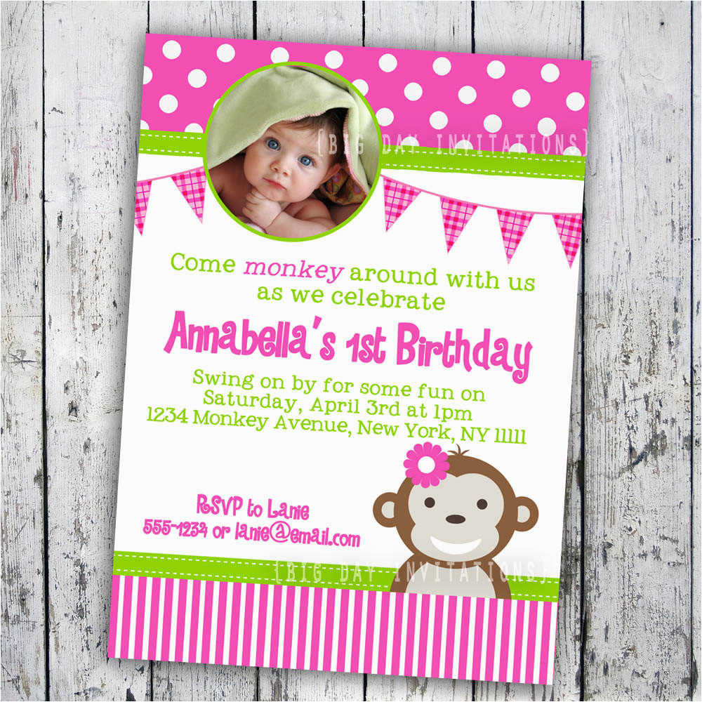 Monkey First Birthday Invitations Mod Monkey Birthday Invitation 1st Birthday by