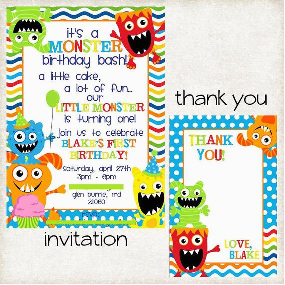 Monster themed Birthday Invitations Items Similar to Custom Monster themed Invitation with