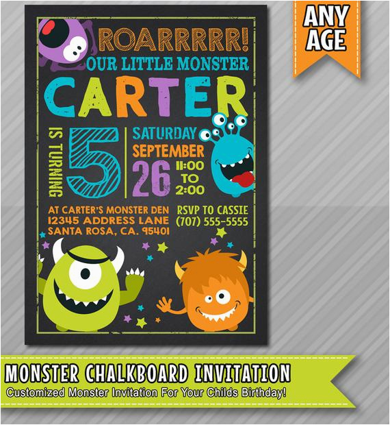 Monster themed Birthday Invitations Little Monster Birthday Invitation Monster by Wolcottdesigns