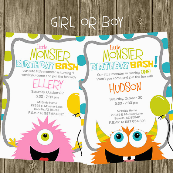 Monster themed Birthday Invitations Monster Birthday Party Invitations Oxsvitation Com