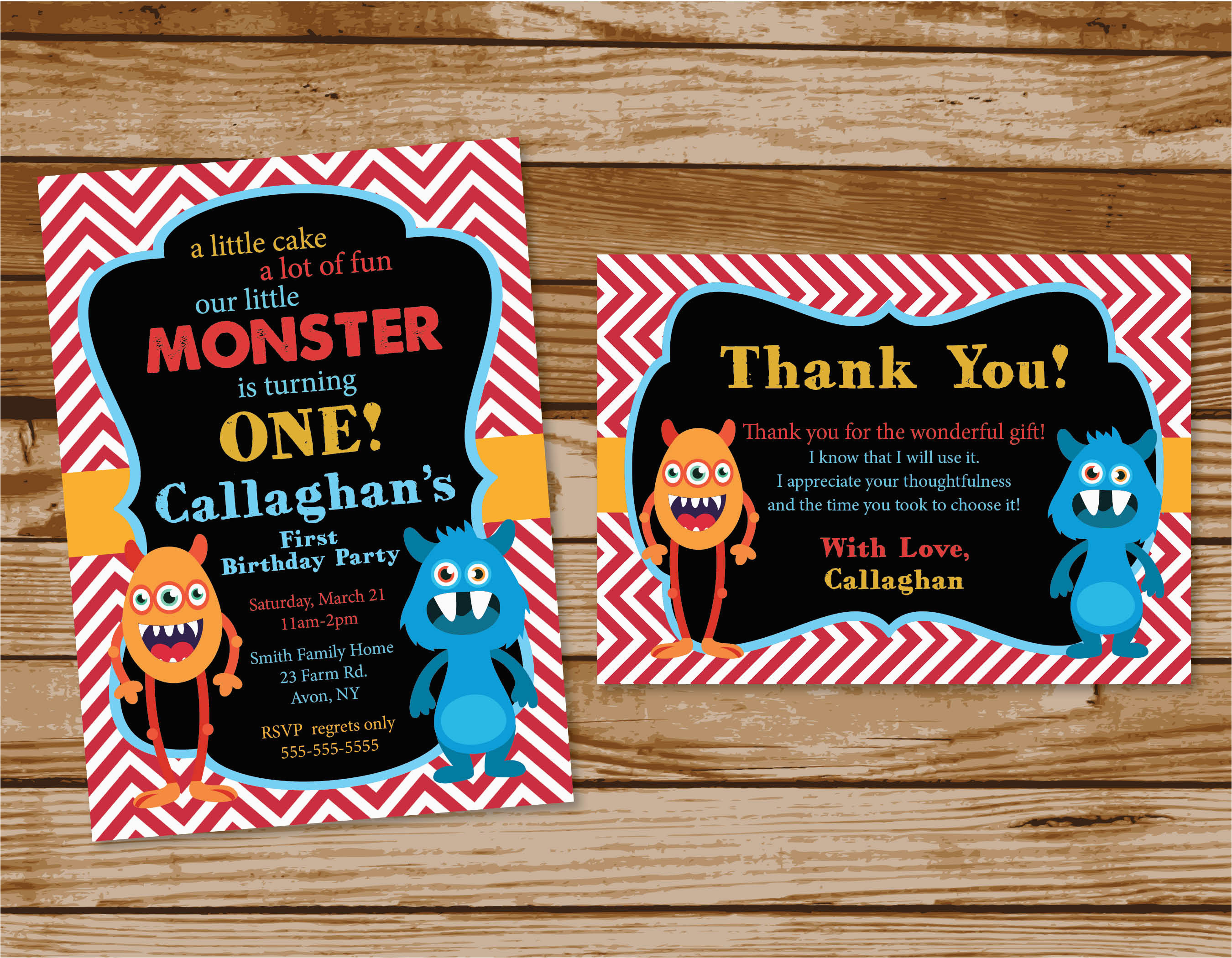 Monster themed Birthday Invitations Monster themed Birthday Party Invitations Printing by