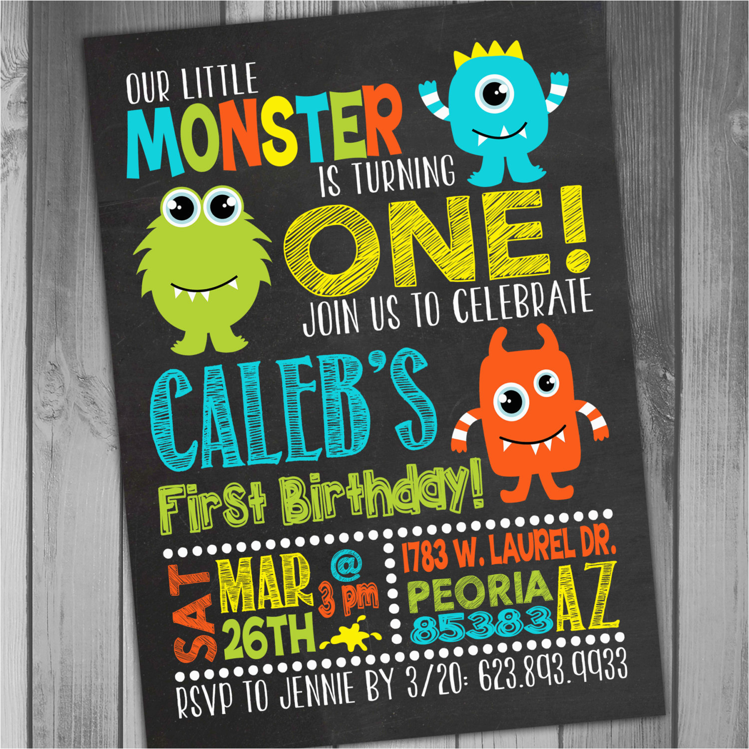 Monster themed Birthday Party Invitations Monster Birthday Invitation Little Monster Invitation Monster