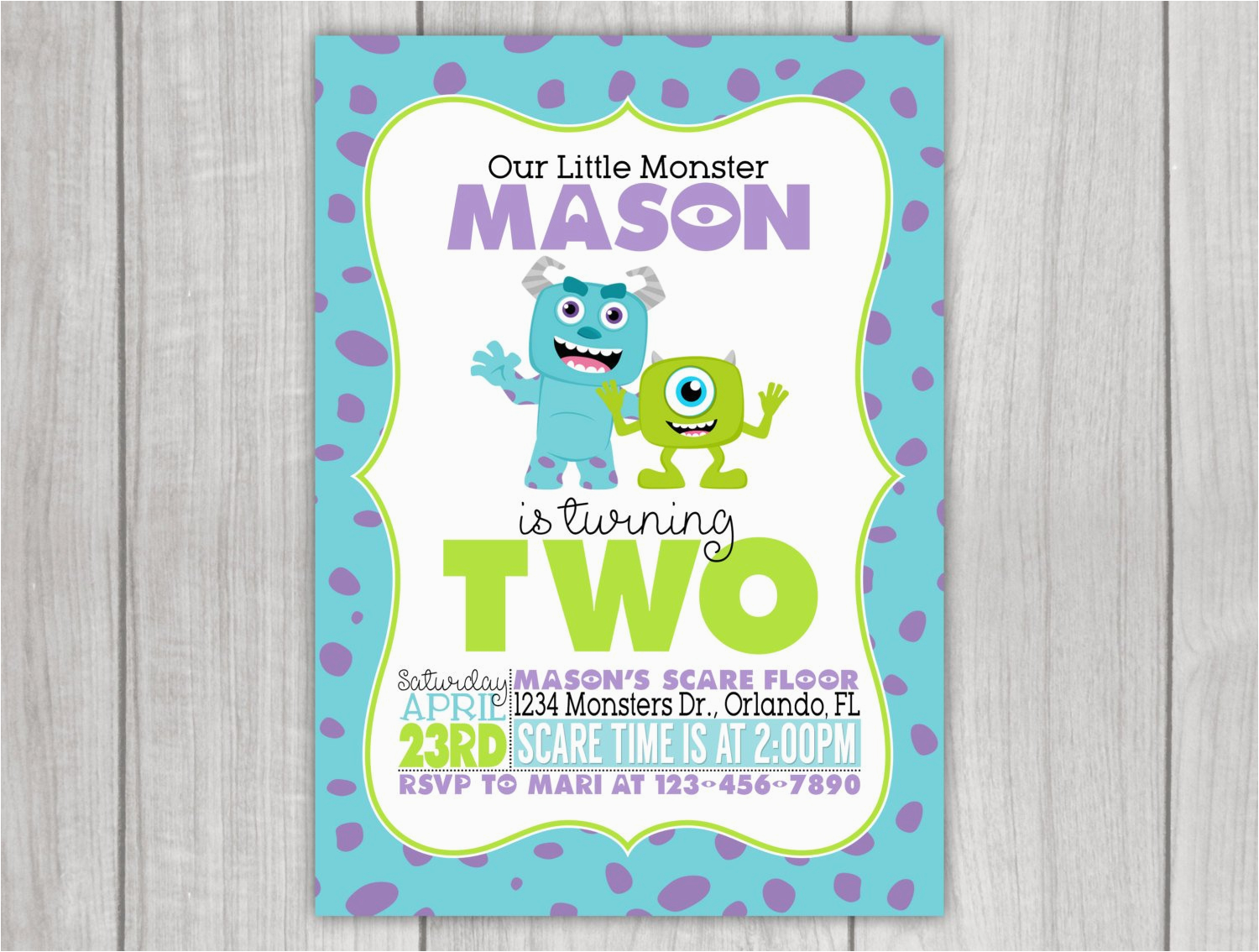 Monsters Inc Birthday Party Invitations Monsters Inc Inspired Birthday Invitation by