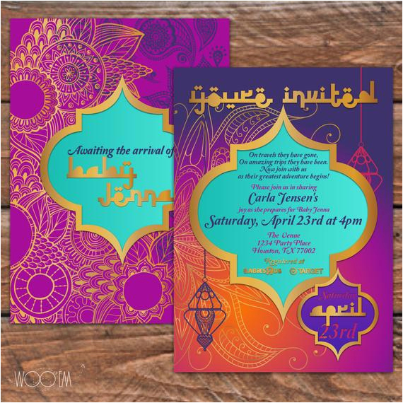 Moroccan Birthday Invitations Moroccan themed Baby Shower Printable Diy Arabian by Wooem