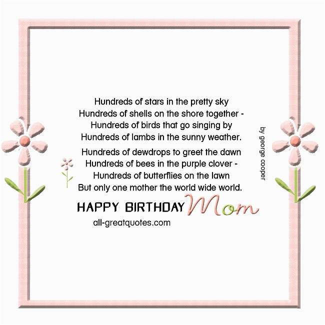 Mother Birthday Card Poems Happy Birthday Mom Card Beautiful Poem by George Cooper Mother Birthday Card Poems Happy Birthday Mom Card Beautiful Poem by George Cooper
