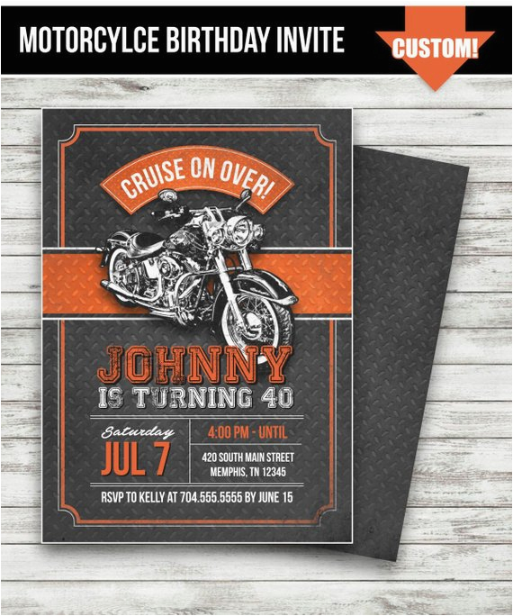 Motorcycle Birthday Invitation Templates Motorcycle Biker Birthday Invitation Vintage Motorcycle