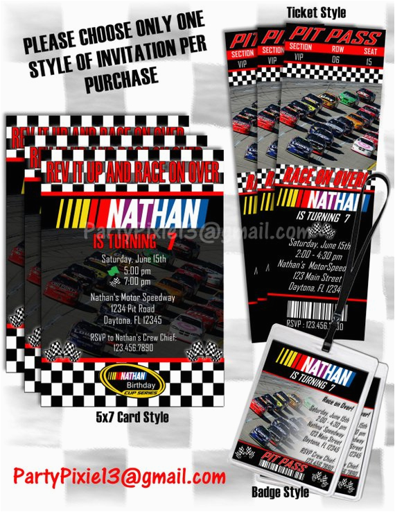 Nascar Birthday Invitations Nascar Birthday Invitations 5×7 Card or by