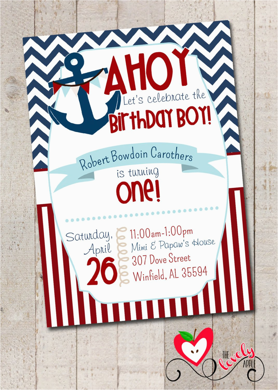 Nautical theme Birthday Invitations Nautical Birthday Boy Party Nautical First by thelovelyapple