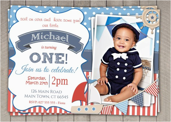 Nautical themed First Birthday Invitations Boys Nautical theme 1st Birthday by Invitationsbylittlep