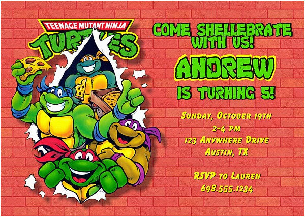 Ninja Turtle Birthday Invite Teenage Mutant Ninja Turtles Birthday Party Invitations