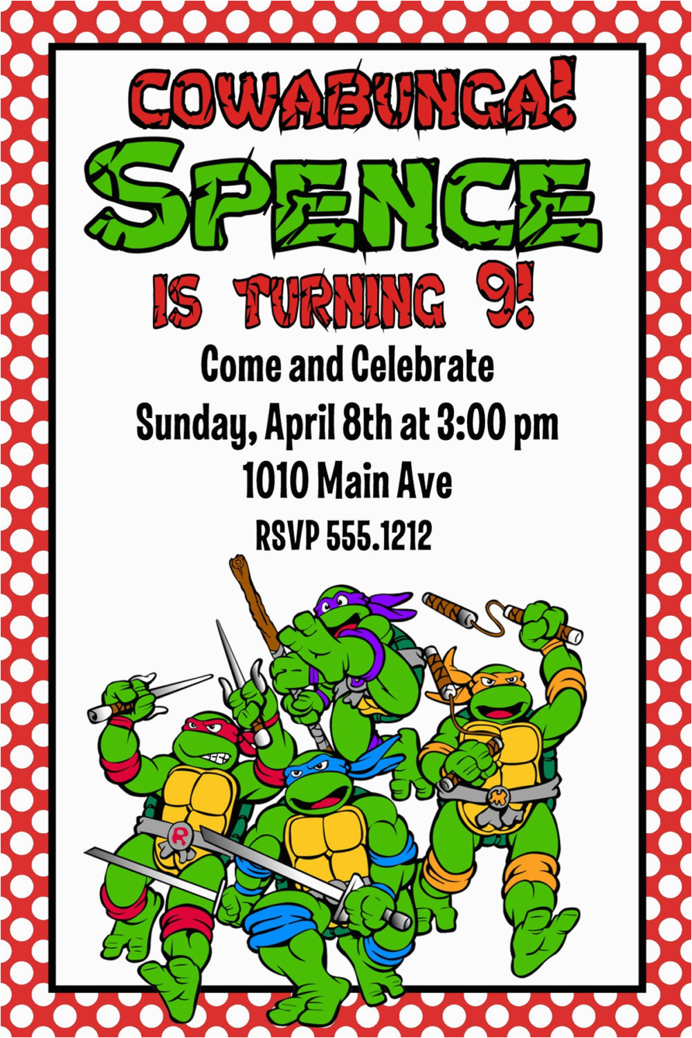 Ninja Turtle Birthday Invites Teenage Mutant Ninja Turtles Birthday 