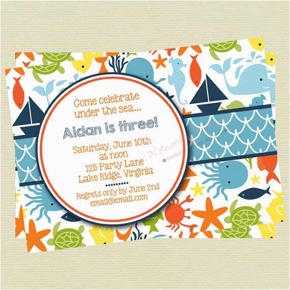 Ocean themed Birthday Invitations Items Similar to Under the Sea Birthday Invitations Sea