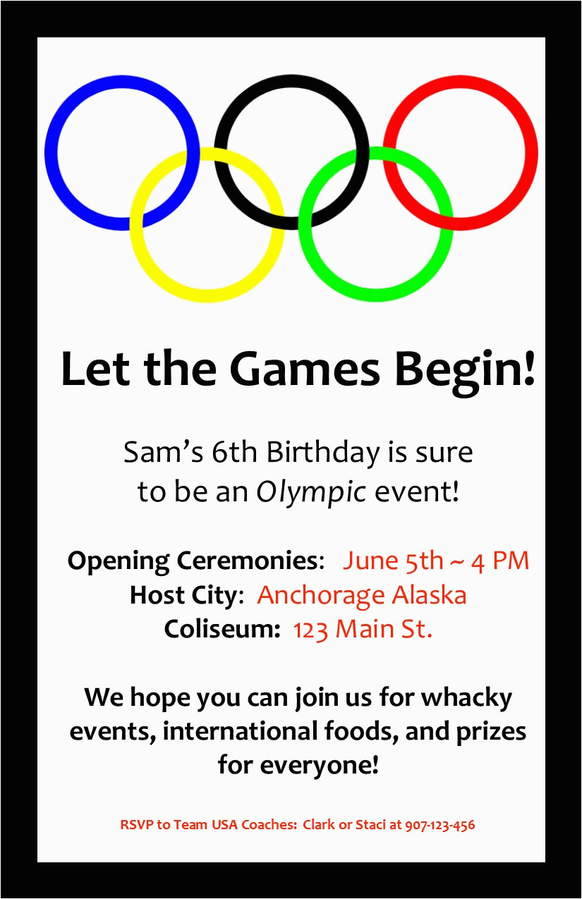 Olympic Birthday Party Invitations An Olympic Birthday Party Profoundly ordinary