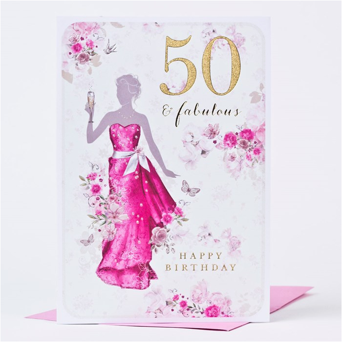 Online 50th Birthday Cards 50th Birthday Card Fifty Fabulous Only 99p