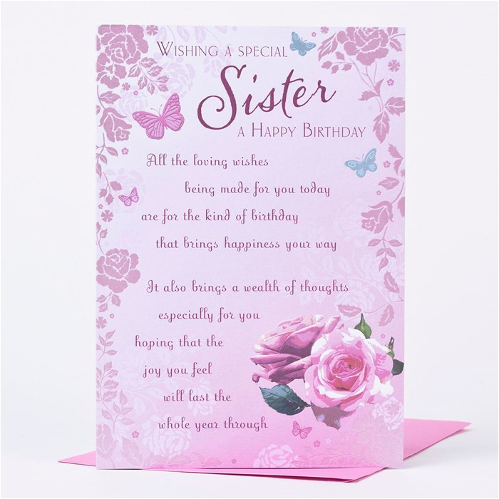 Online Birthday Cards for Sister Birthday Card Sister Pink Rose Only 89p