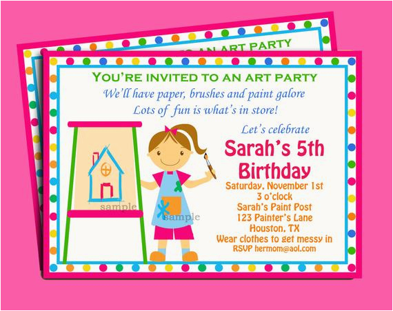 Painting Birthday Party Invitation Wording Painting Art Party Birthday Invitation Printable or Printed