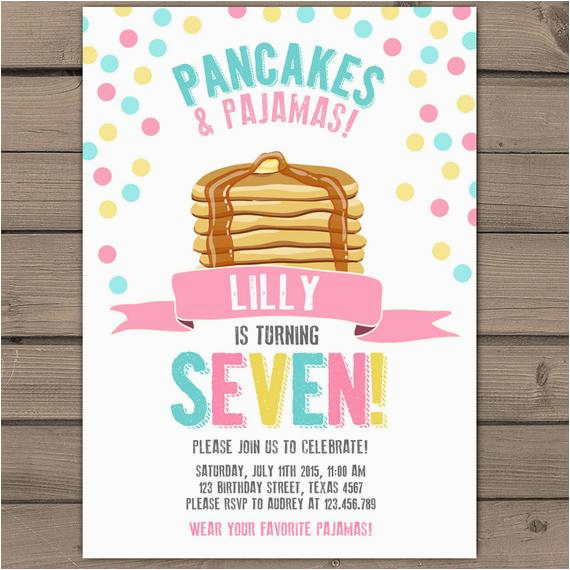 Pancake and Pajama Birthday Party Invitations Pancakes and Pajamas Party Invitation Pancakes Pajamas