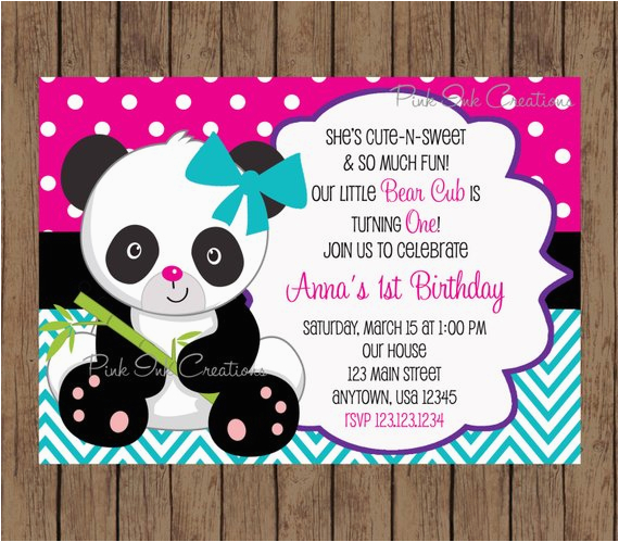 Panda Bear Birthday Invitations Panda Bear Birthday Invitation Panda Invitation Panda