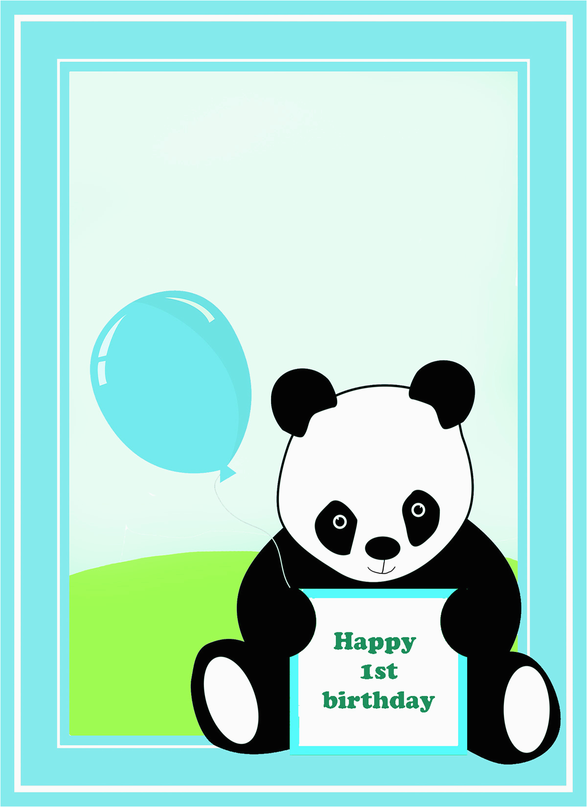 Panda Birthday Card Template Printable 1st Birthday Cards Birthday Party Ideas for Kids