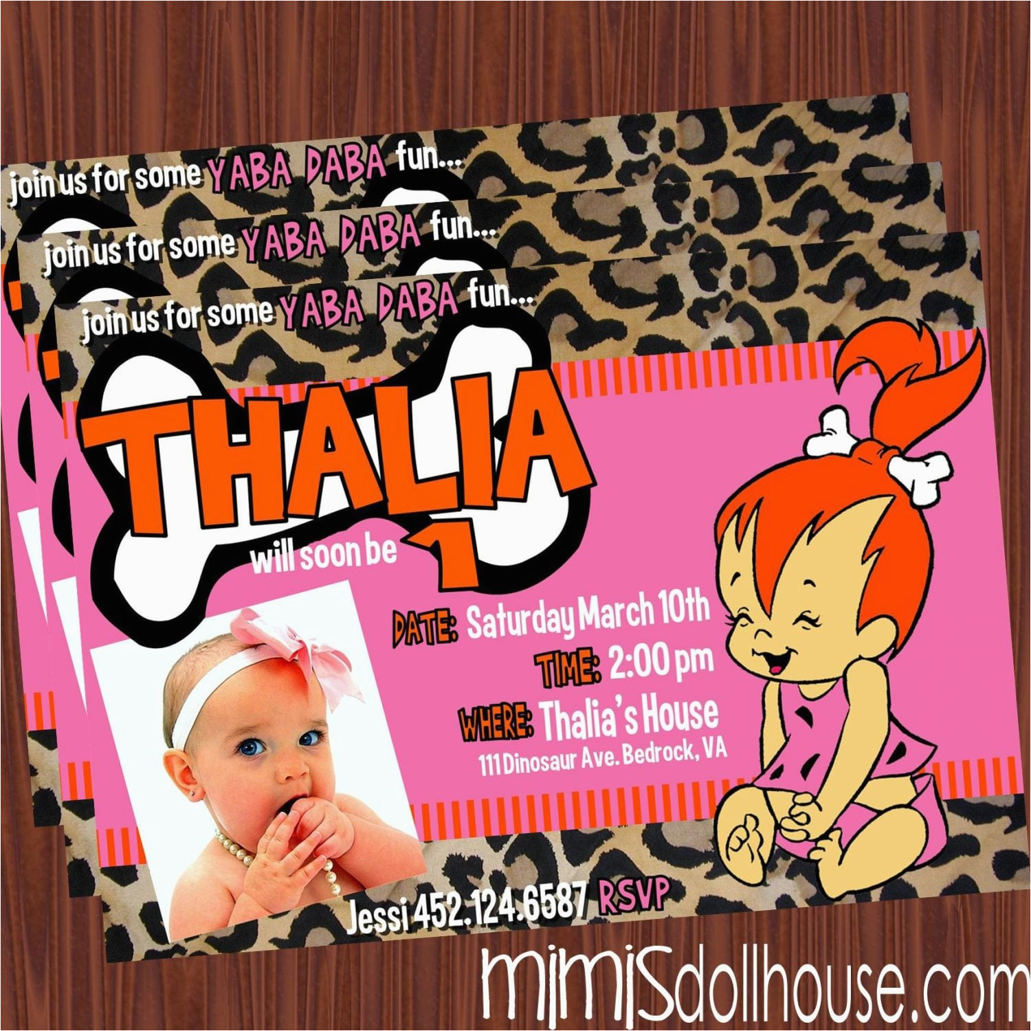 Pebbles Birthday Invitations Pebbles Invitation Pink Mimi 39 S Dollhouse