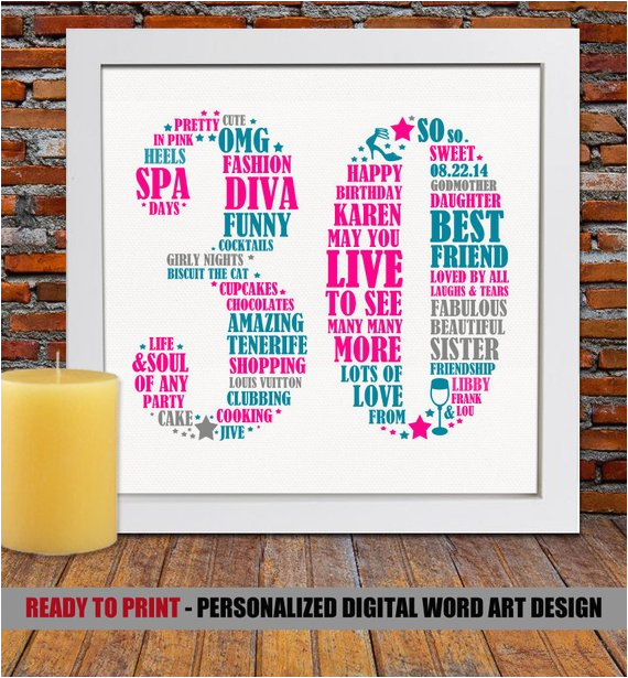 Personalised 30th Birthday Gifts for Her Personalized Birthday Gift 30th Birthday 30th by Blingprints