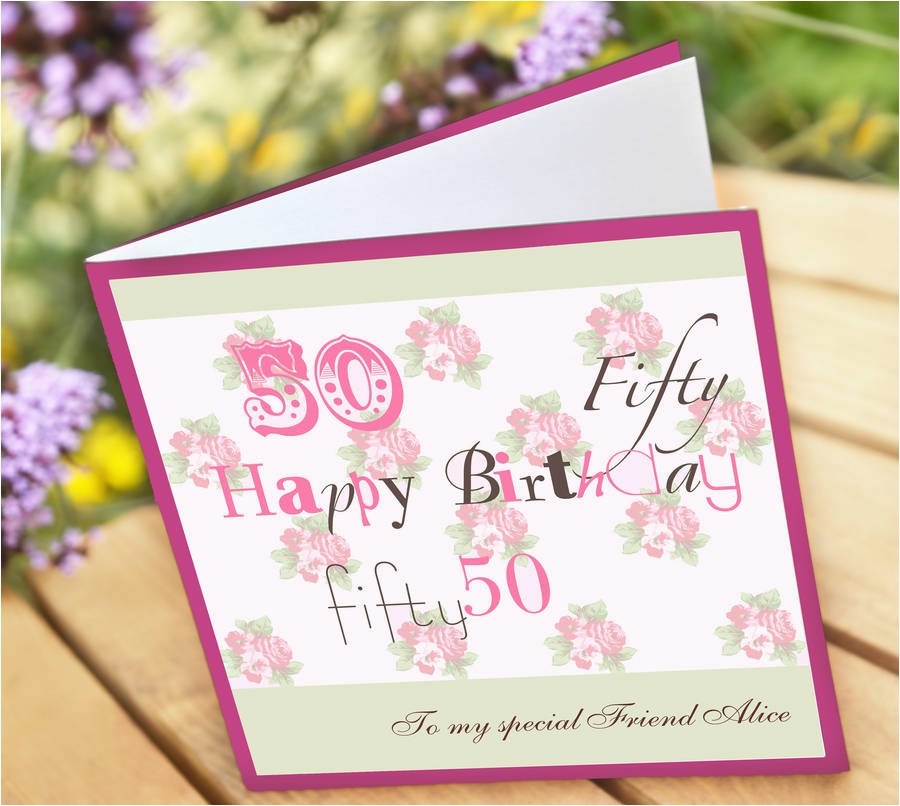 Personalised 50th Birthday Cards for Her Personalised 50th Birthday Card by Amanda Hancocks