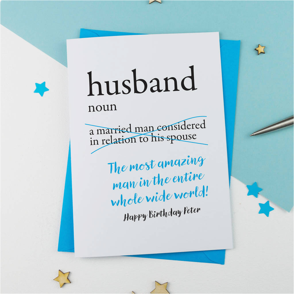 Personalised Birthday Cards for Husband Personalised Dictionary Birthday Card for Husband by A is