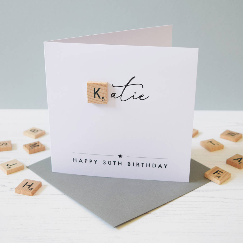 Personalised Scrabble Birthday Cards Personalised Milestone Age Birthday Scrabble Card by Jodie