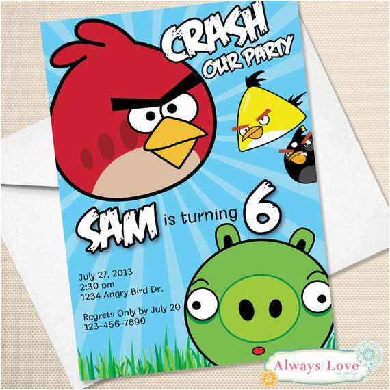 Personalized Angry Birds Birthday Invitations Custom Angry Birds Birthday Invitation Digital File