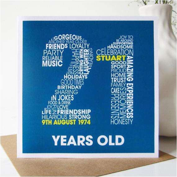 Personalized Birthday Cards for Him 21st Birthday Personalised Card Personalized 21st by Mrslcards