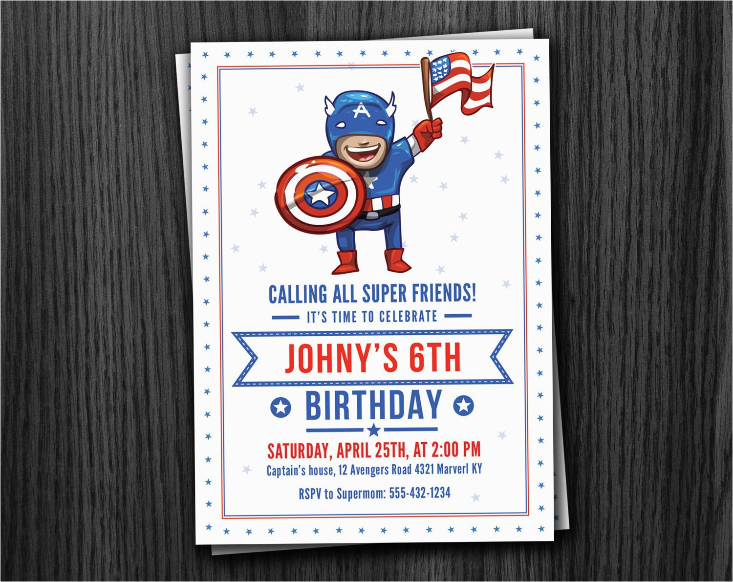 Personalized Captain America Birthday Invitations Captain America Custom Birthday Invitation by Phorestdesign