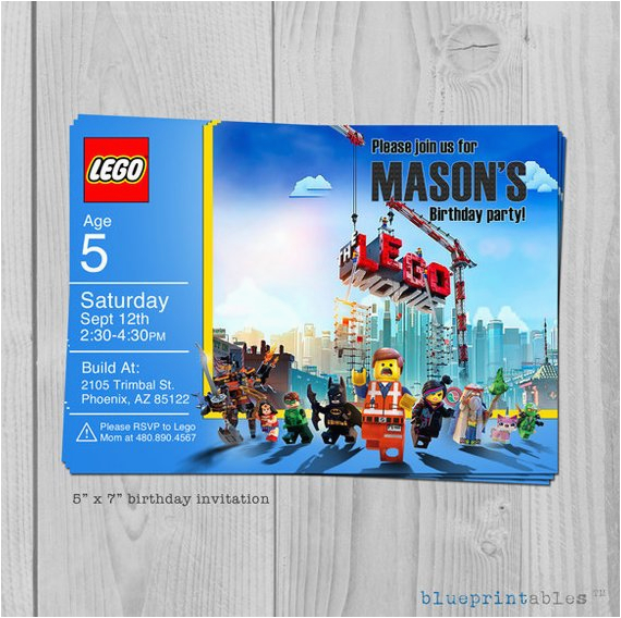 Personalized Lego Birthday Invitations Lego Movie Birthday Invitation Personalized by Blueprintables